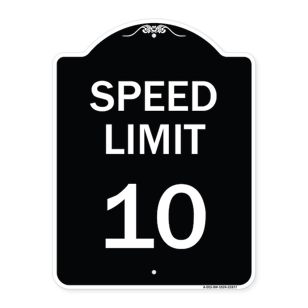 Speed Reduction Speed Limit 10 Mph Heavy-Gauge Aluminum Architectural Sign, 24" x 18", BW-1824-22877